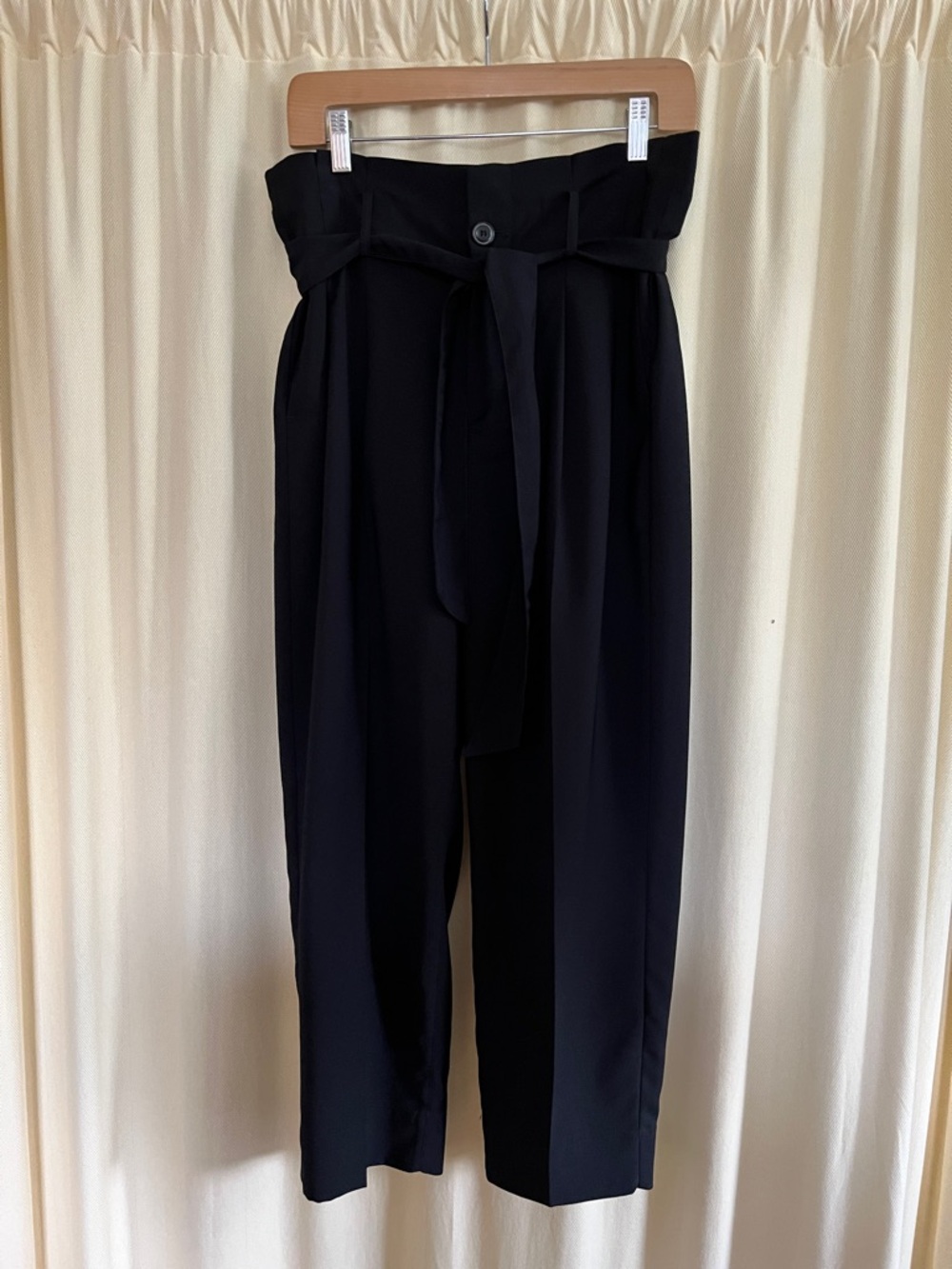 Madewell Black Paperbag Waist Trousers with Tie
